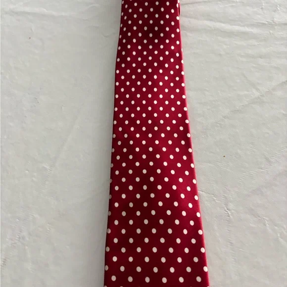Brioni silk  Tie - Red with White Polka Dots - Picture 2 of 3